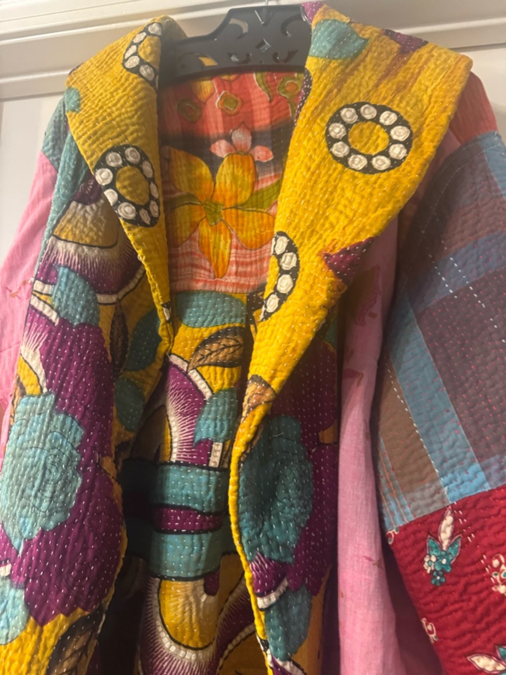 Vibrant Yellow Patchwork Quilt-Style Jacket - Picture 9 of 11